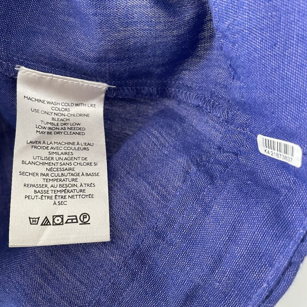 Anthropologie Sleeveless Collared Popover Blouse Blue Linen Blend Size XSP - Picture 4 of 7